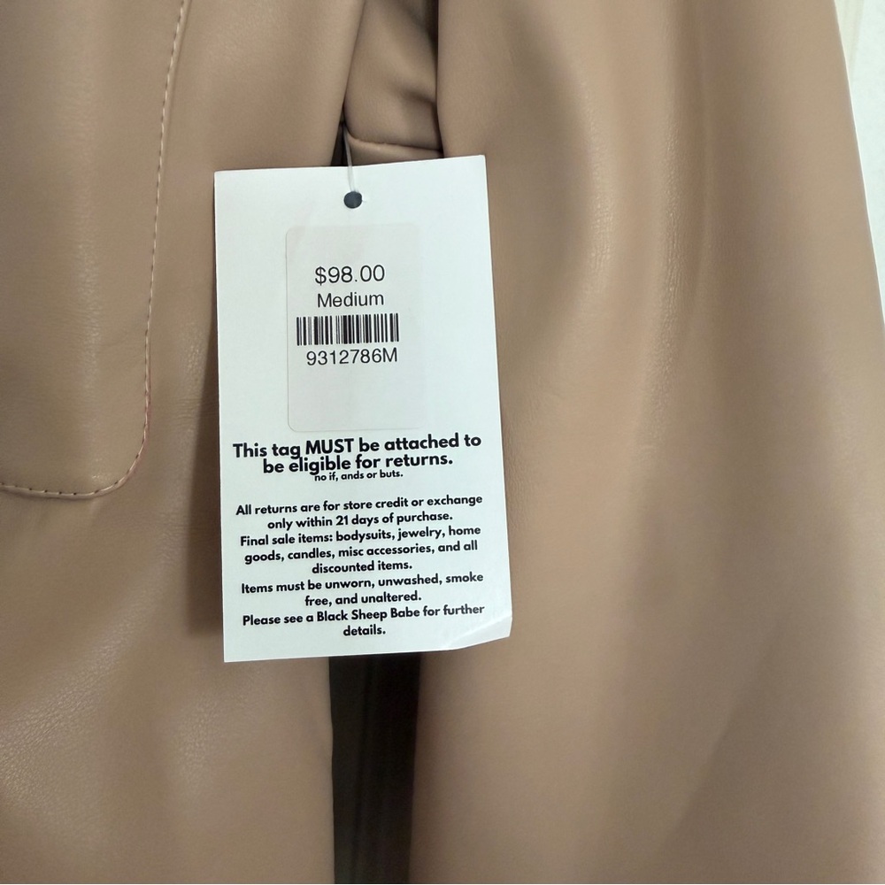 Tan Faux Leather Button-Up jacket - Picture 5 of 8